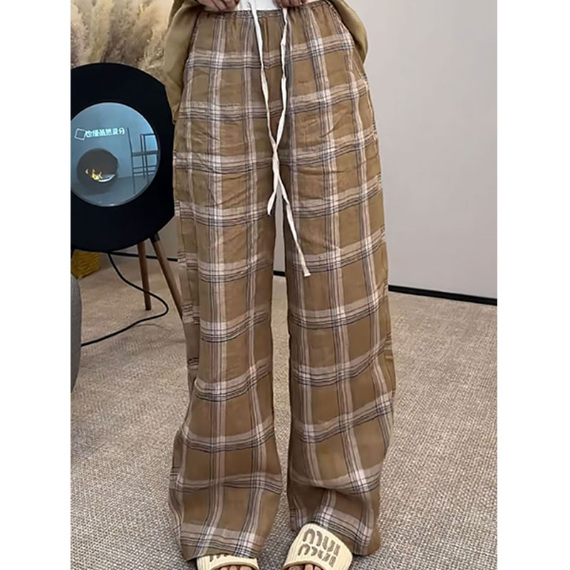 チェックパンツ ゆったりタータンチェックワイドパンツ