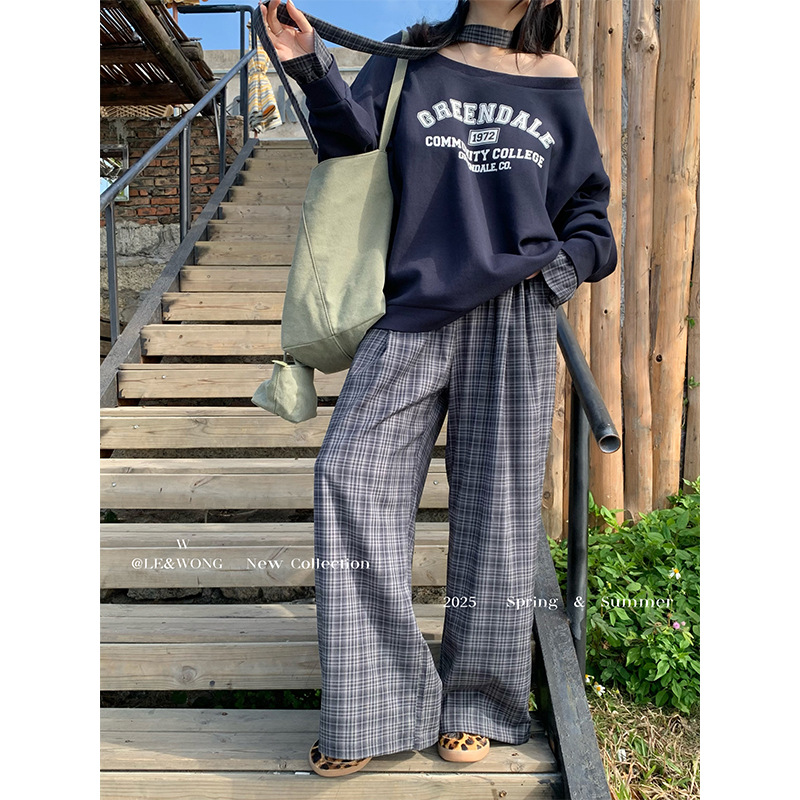チェックパンツ レトロチェック オーバーサイズ ワイドパンツ