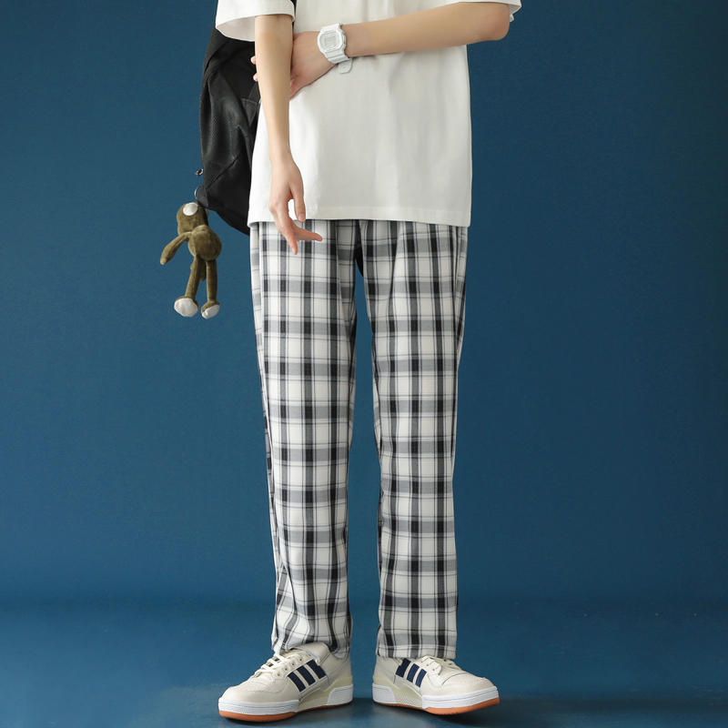 チェックパンツ チェックパンツ 伝統格子のゆったり美脚パンツ