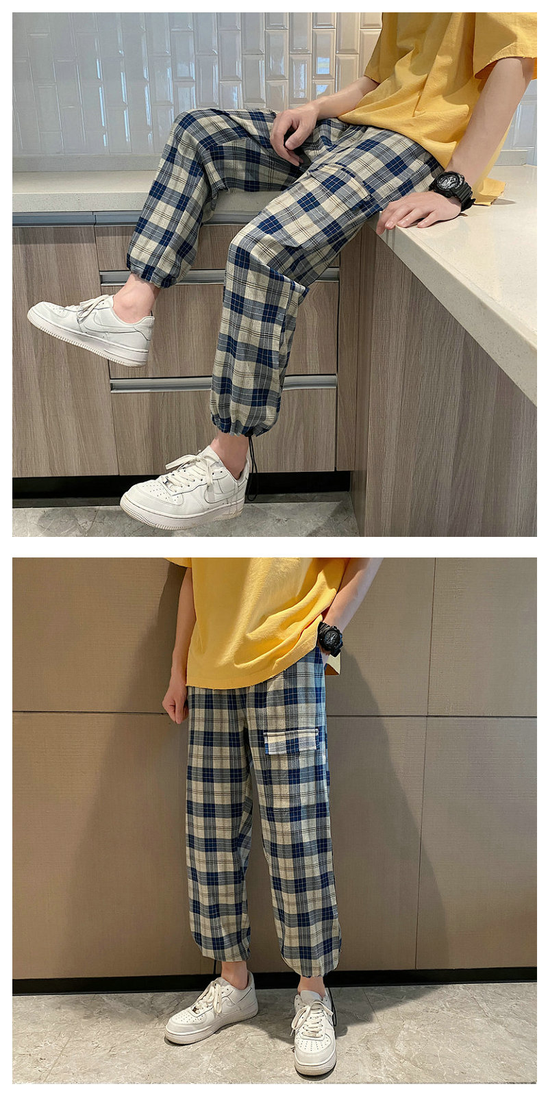 チェックパンツ チェックパンツ 伝統格子模様ジョガーパンツ