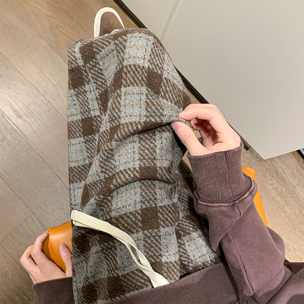 チェックパンツ ゆったりタータンチェックワイドパンツ