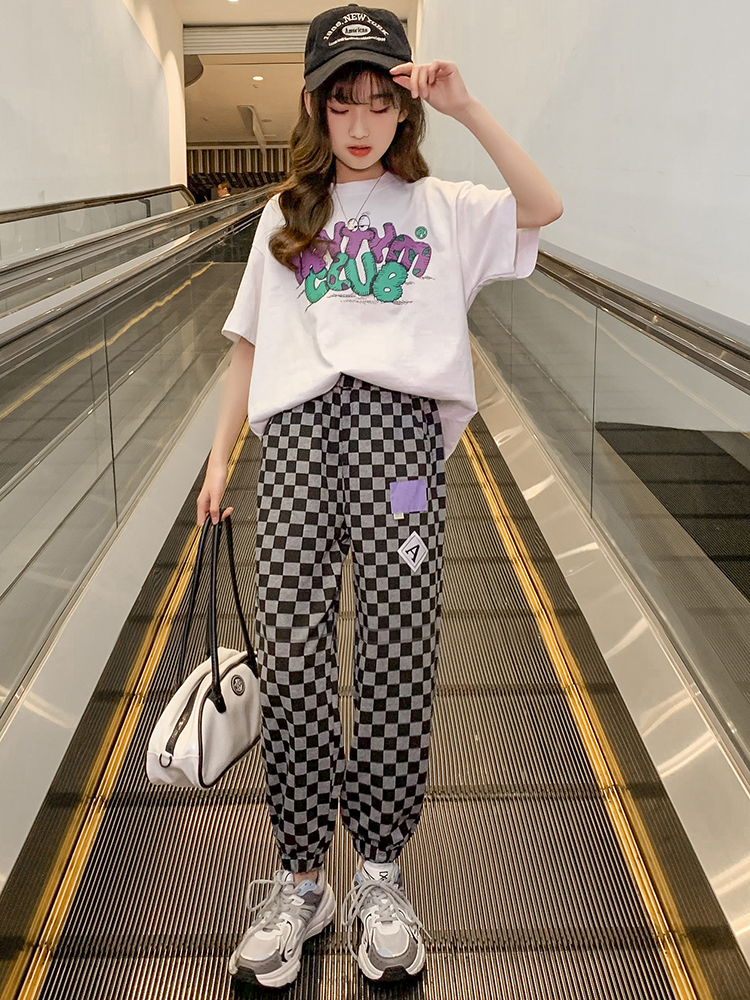 チェックパンツ 市松模様チェックワイドパンツ