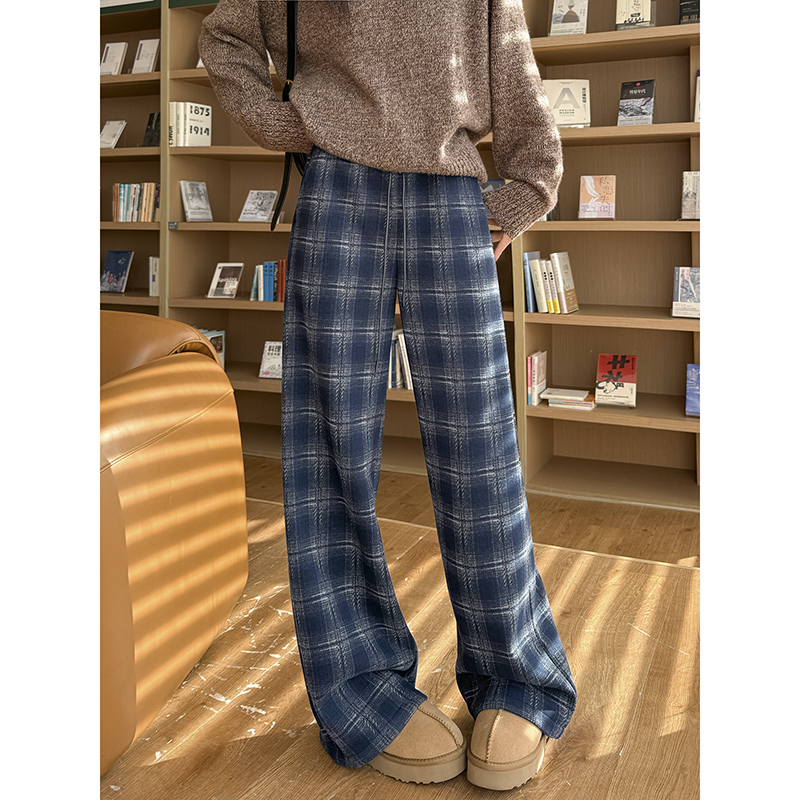 チェックパンツ 落ち着きのある大人なチェックワイドパンツ