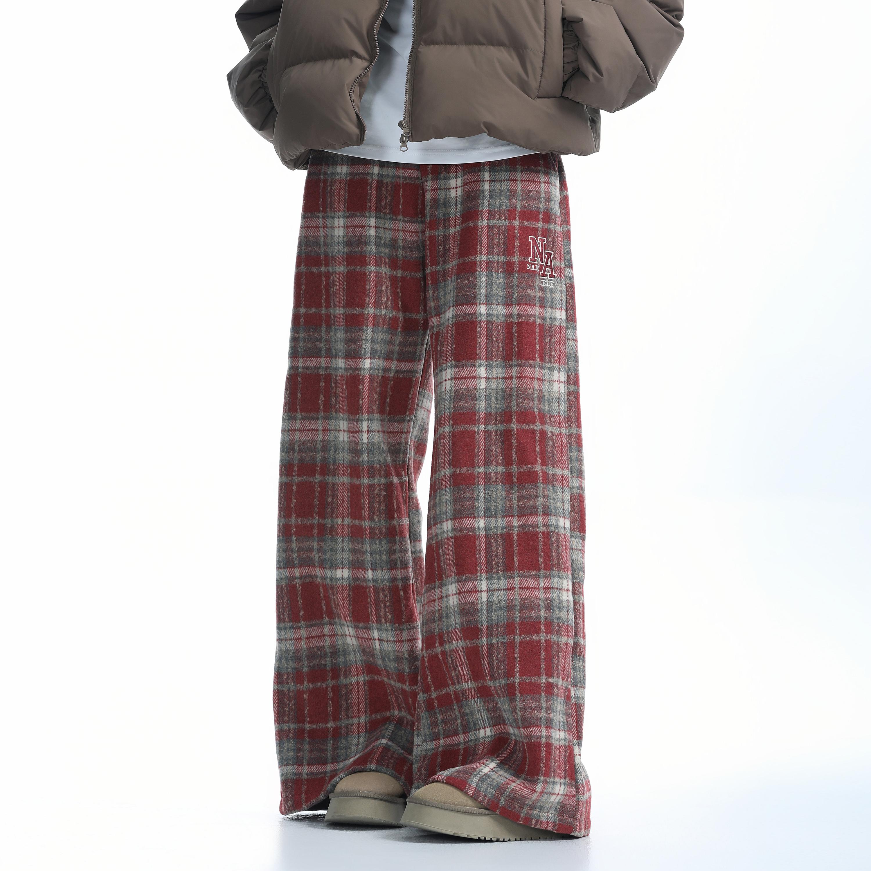 チェックパンツ ゆったりタータンチェックワイドパンツ