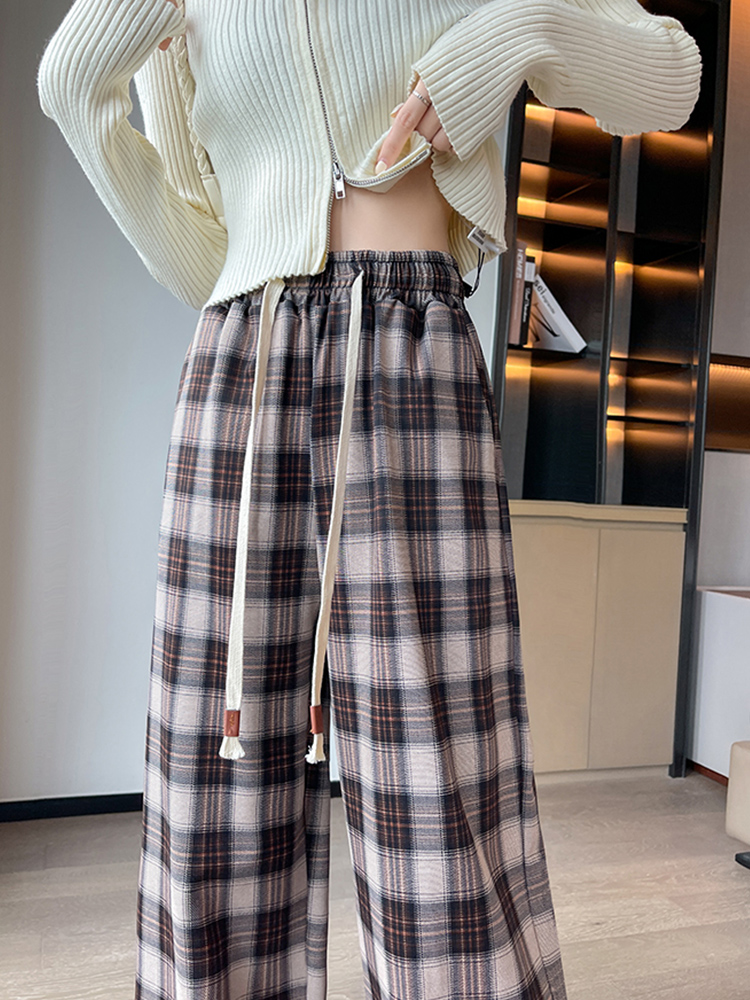 チェックパンツ チェックパンツ 伝統格子ゆったりワイドパンツ