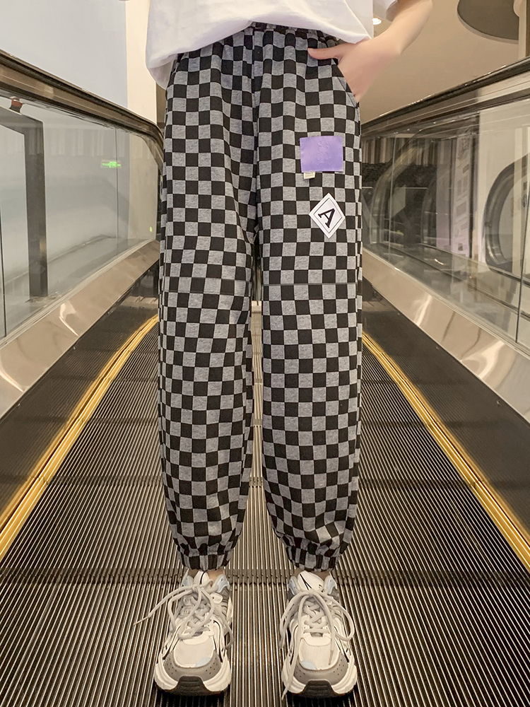 チェックパンツ 市松模様チェックワイドパンツ