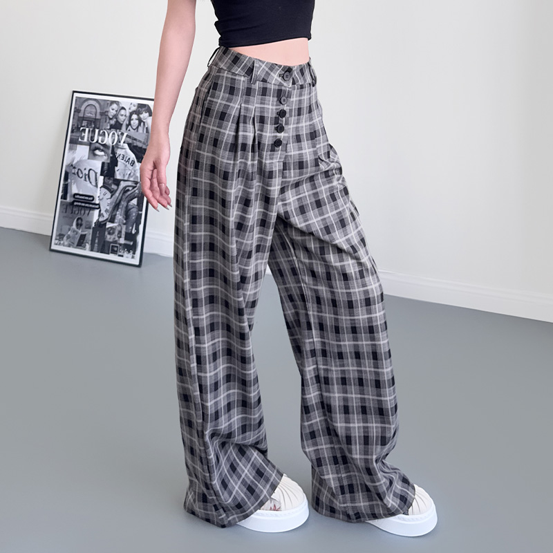 チェックパンツ ゆったりシルエット チェック柄 ワイドパンツ