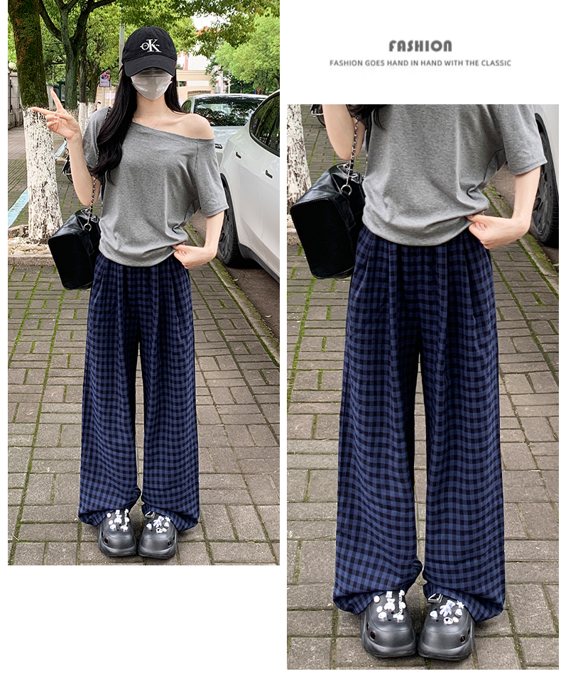 チェックパンツ 快適ワイドギンガムパンツ