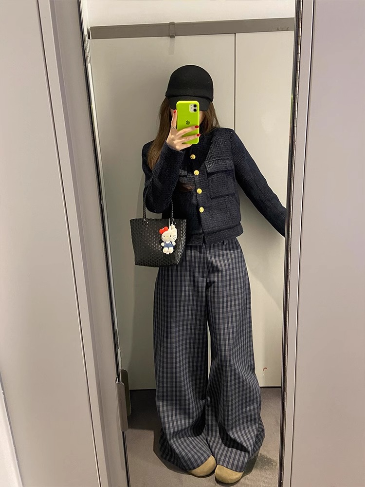 チェックパンツ　ワイドシルエット