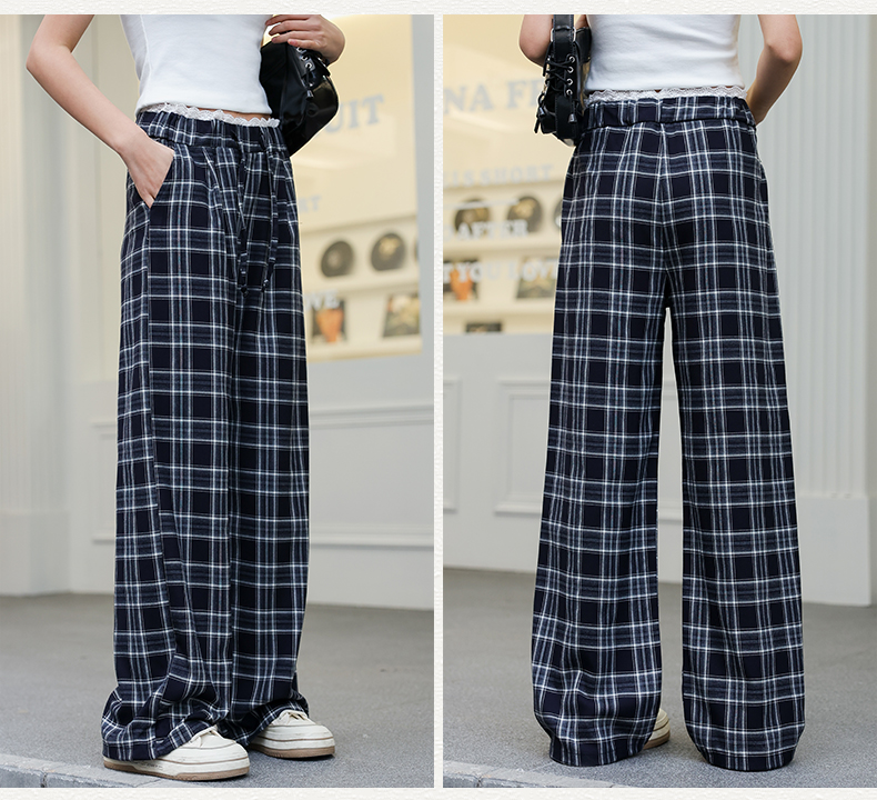 チェックパンツ チェックパンツ 伝統格子ゆったりワイドパンツ