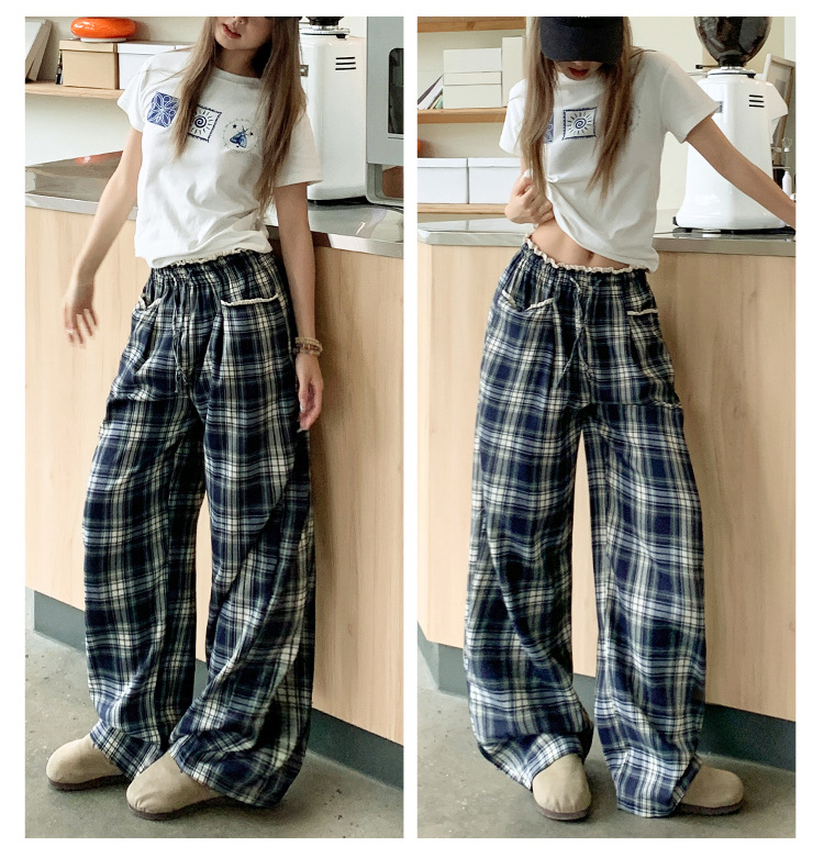チェックパンツ ゆったりワイドタータン