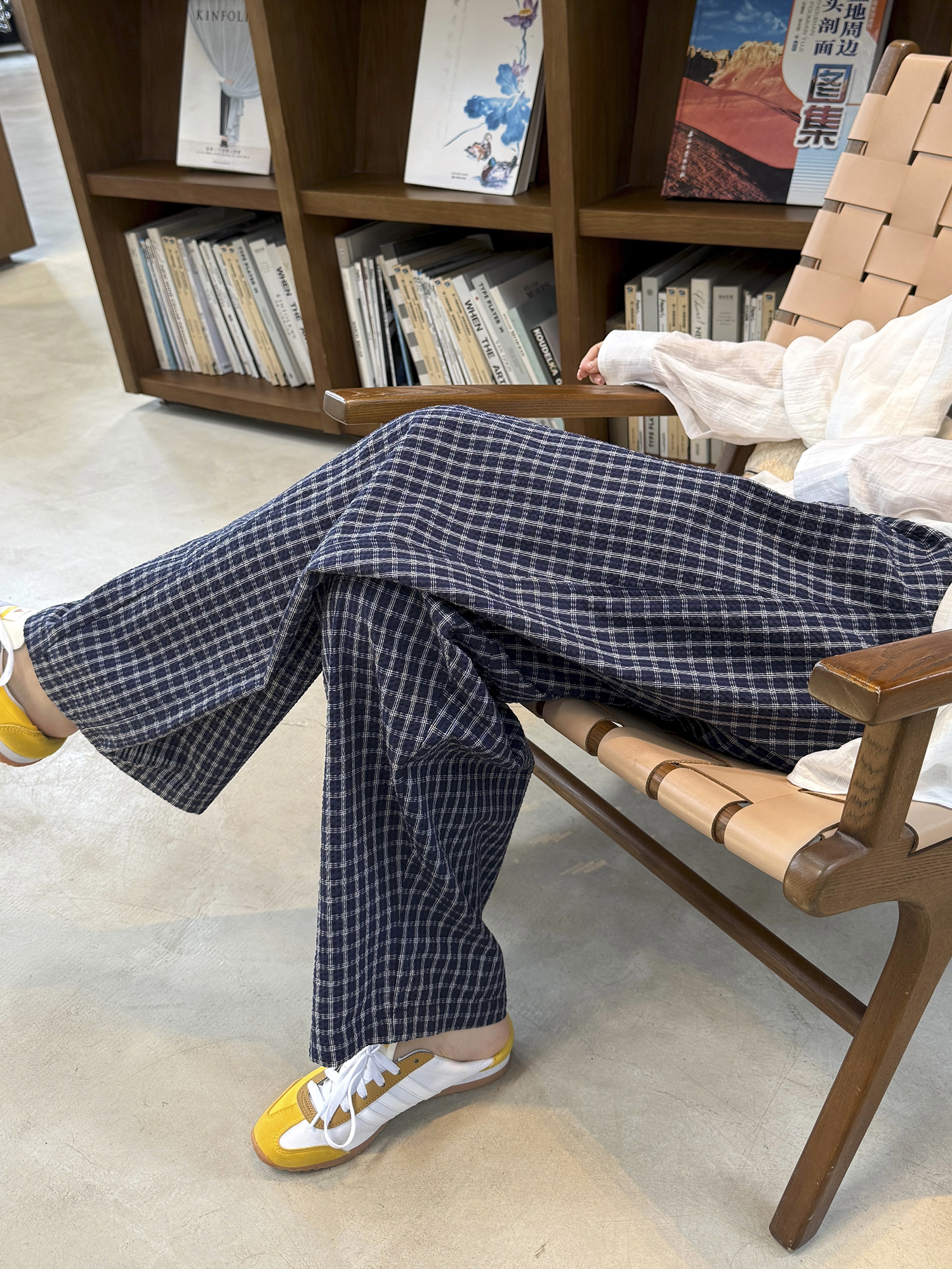 チェックパンツ 涼やかワイドギンガムパンツ