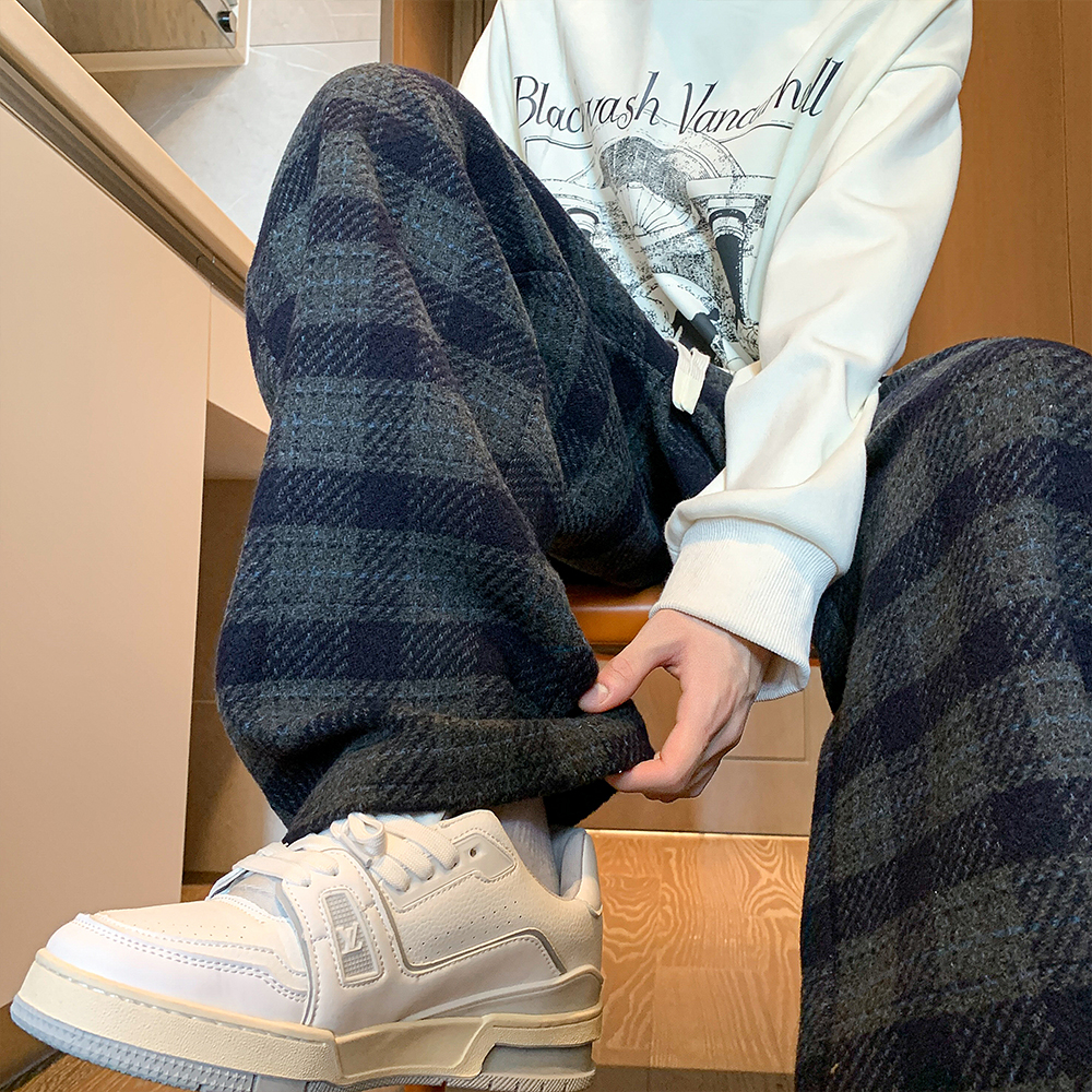 チェックパンツ ゆったりタータンチェックワイドパンツ