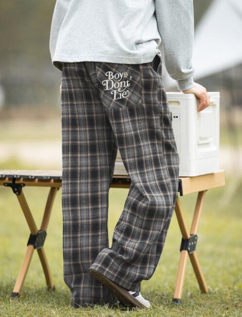 チェックパンツ メンズ チェック柄 ワイドパンツ ゆったりボトムス