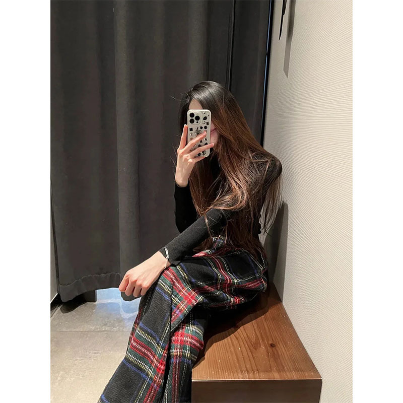 チェックパンツ 伝統柄タータンチェック柄ワイドレッグパンツ