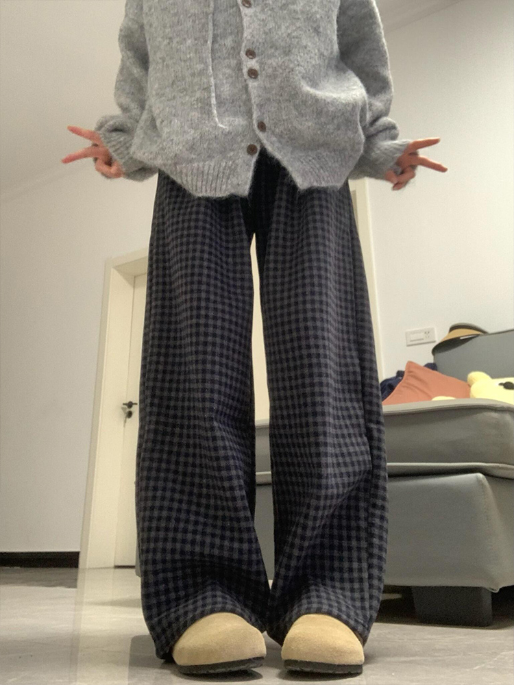 チェックパンツ ゆったりチェックワイドパンツ