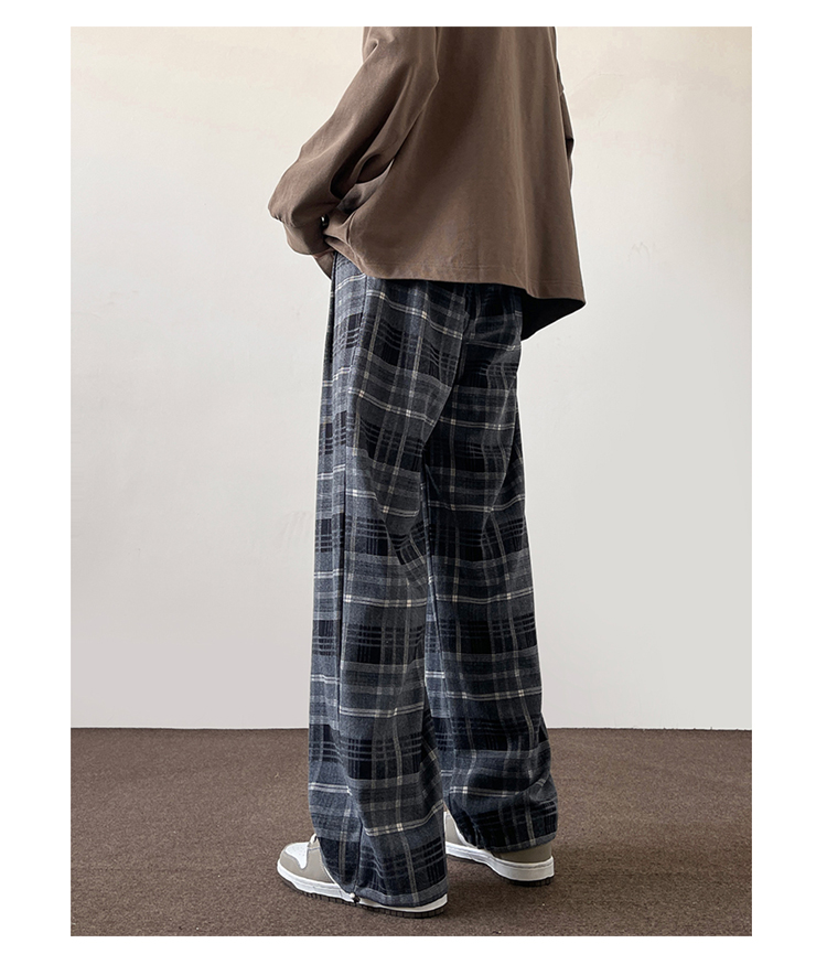 チェックパンツ クラシック格子柄ワイドパンツ