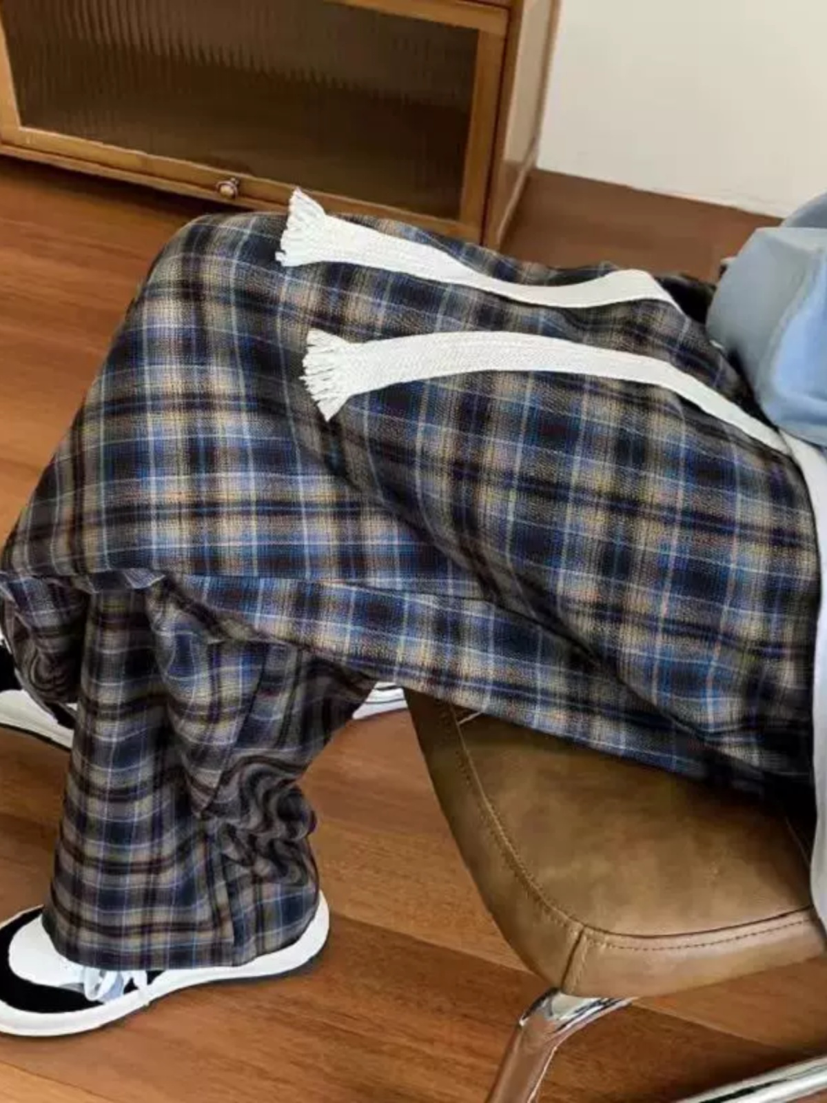 チェックパンツ ゆったりワイド伝統格子柄パンツ