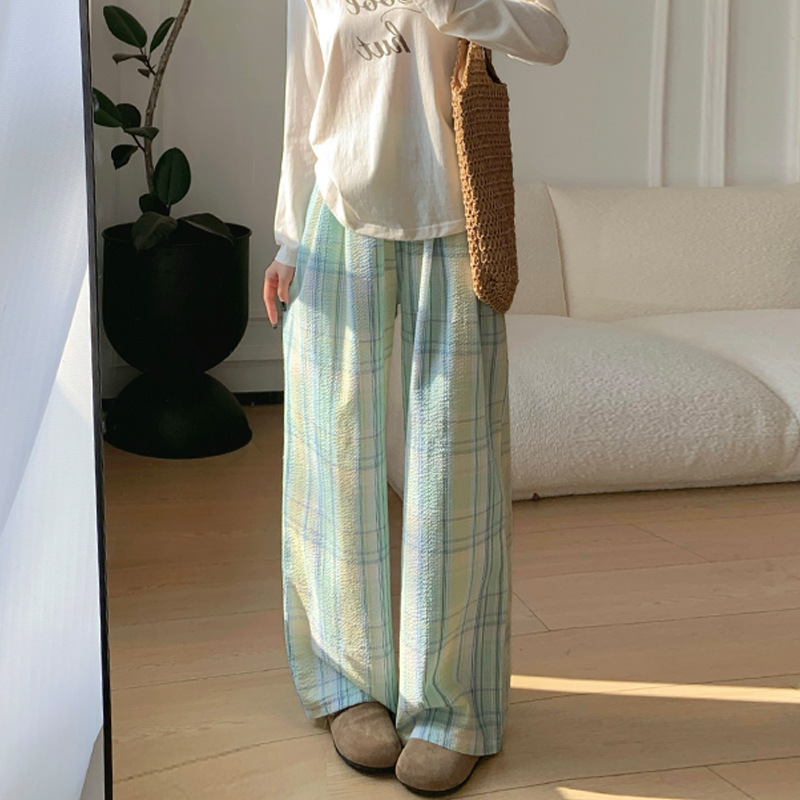 チェックパンツ 優しい風合いのワイドパンツ