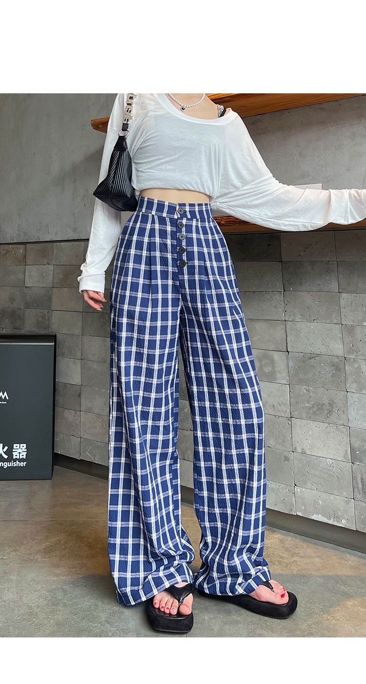 チェックパンツ クラシック格子柄ワイドパンツ