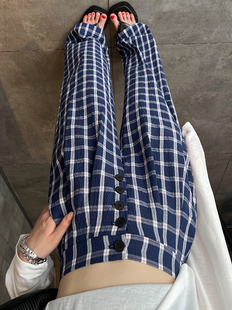 チェックパンツ クラシック格子柄ワイドパンツ