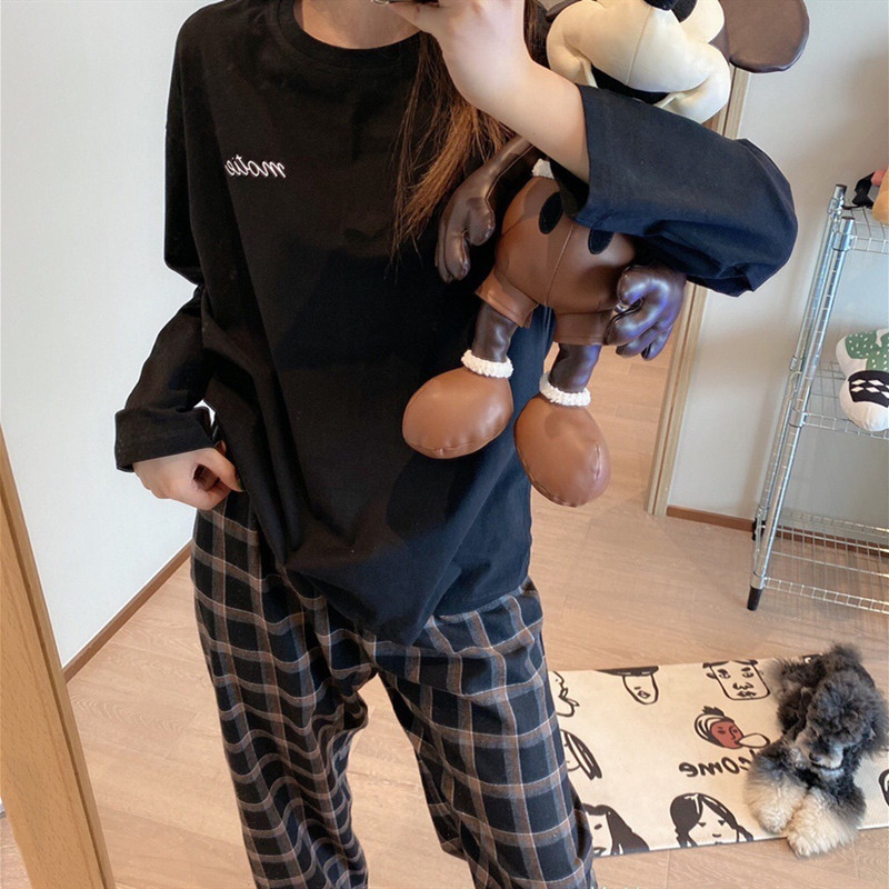 チェックパンツ 格子柄ゆったりワイドチェックパンツスラックス