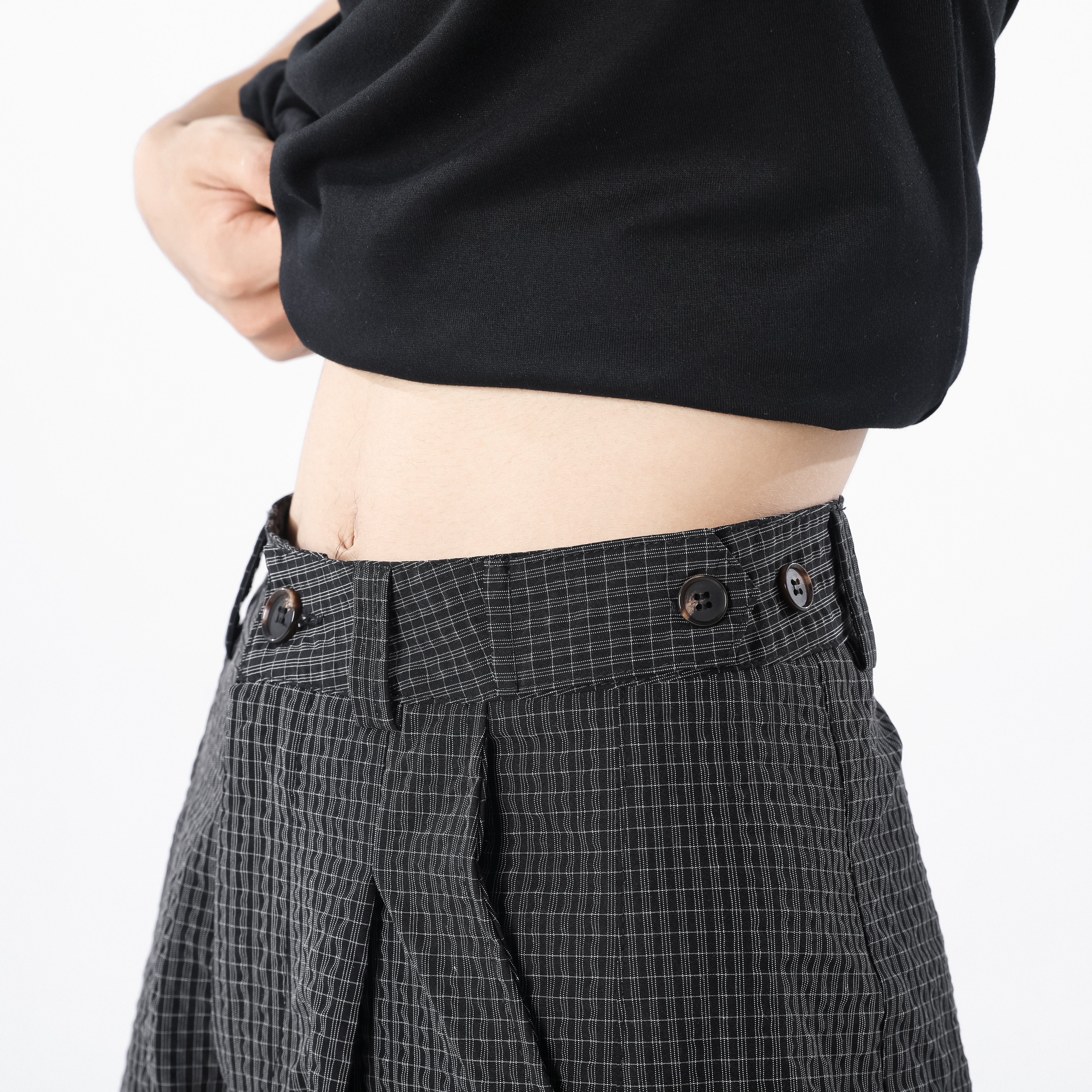 チェックパンツ 格子模様の贅沢ゆったりパンツ