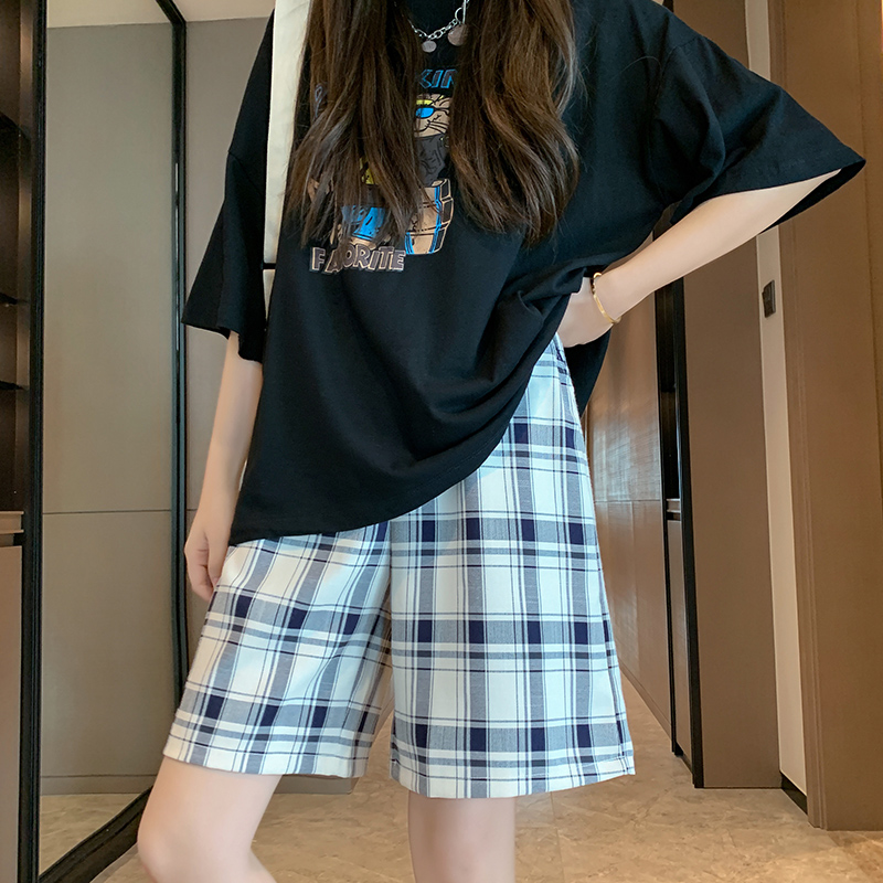 チェックパンツ ゆったりシルエット チェック ショート パンツ