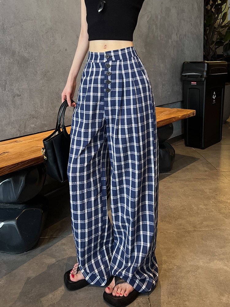チェックパンツ クラシック格子柄ワイドパンツ