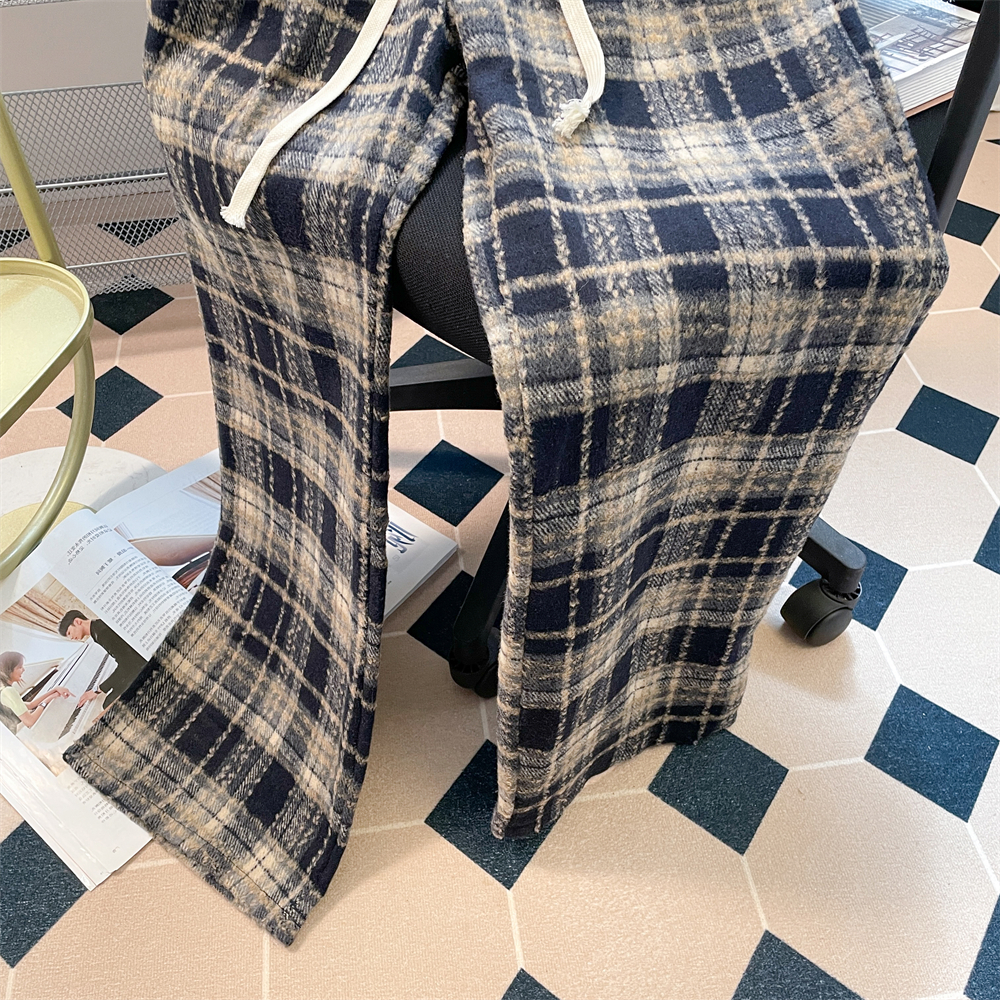 チェックパンツウエストゴム仕様のあったかチェックパンツ
