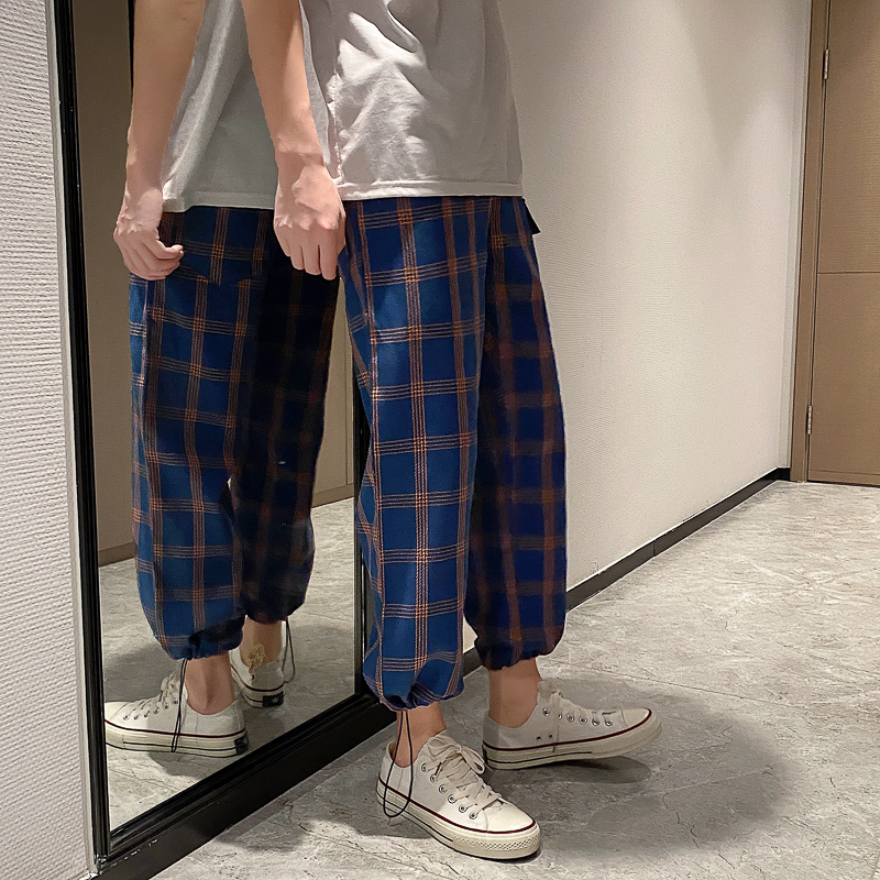 チェックパンツ チェックパンツ 伝統格子模様ジョガーパンツ