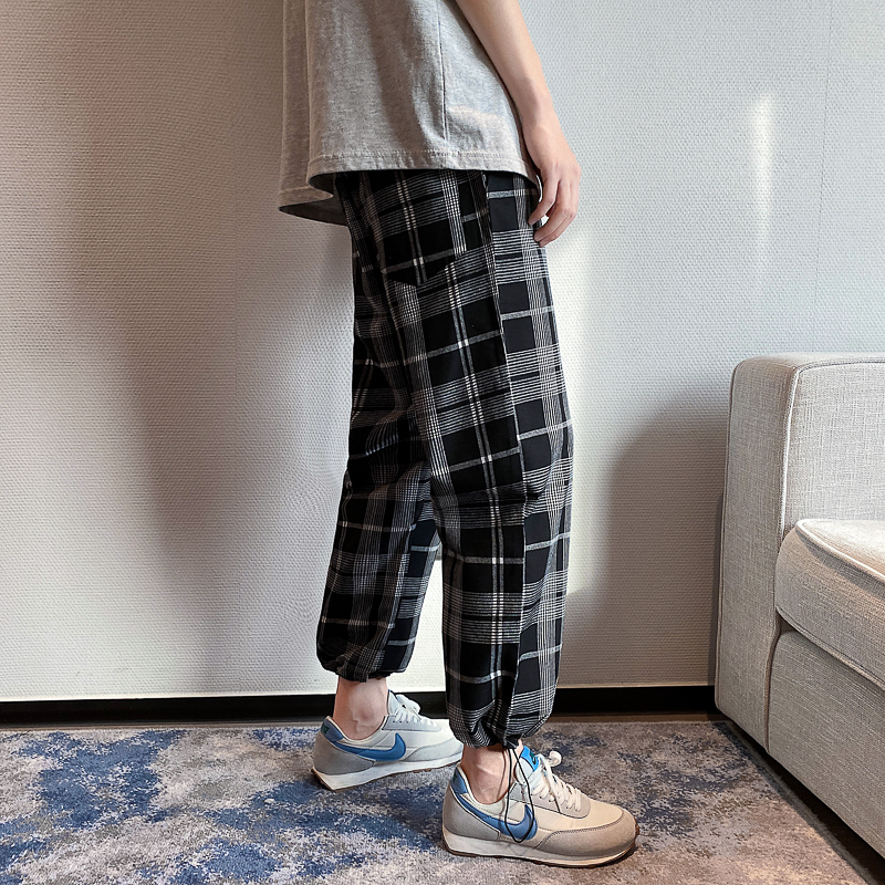 チェックパンツ チェックパンツ 伝統格子模様ジョガーパンツ
