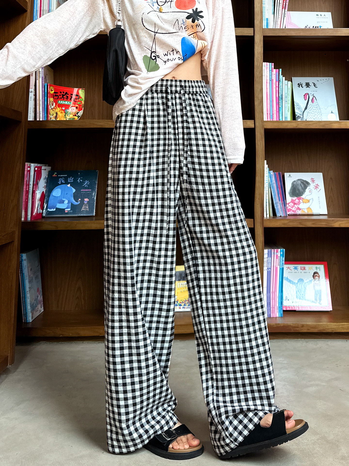チェックパンツ 伝統格子ワイドチェックパンツ