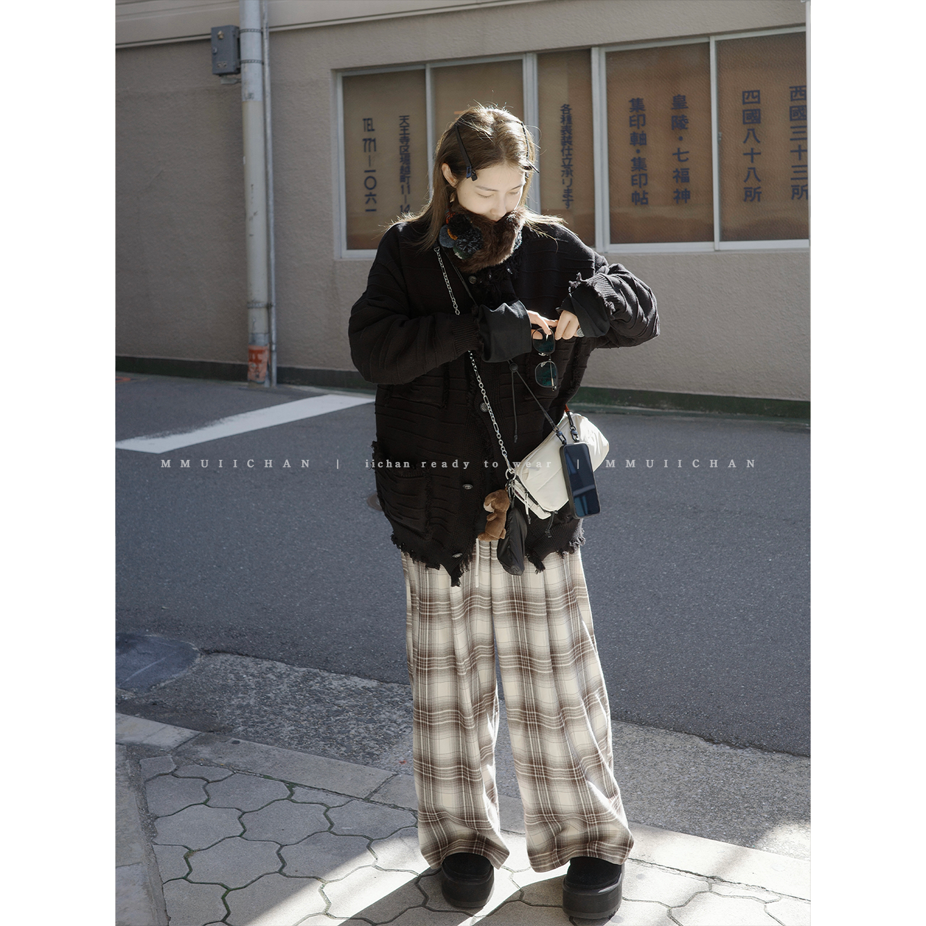 チェックパンツ オーバーサイズ タータンワイドパンツ