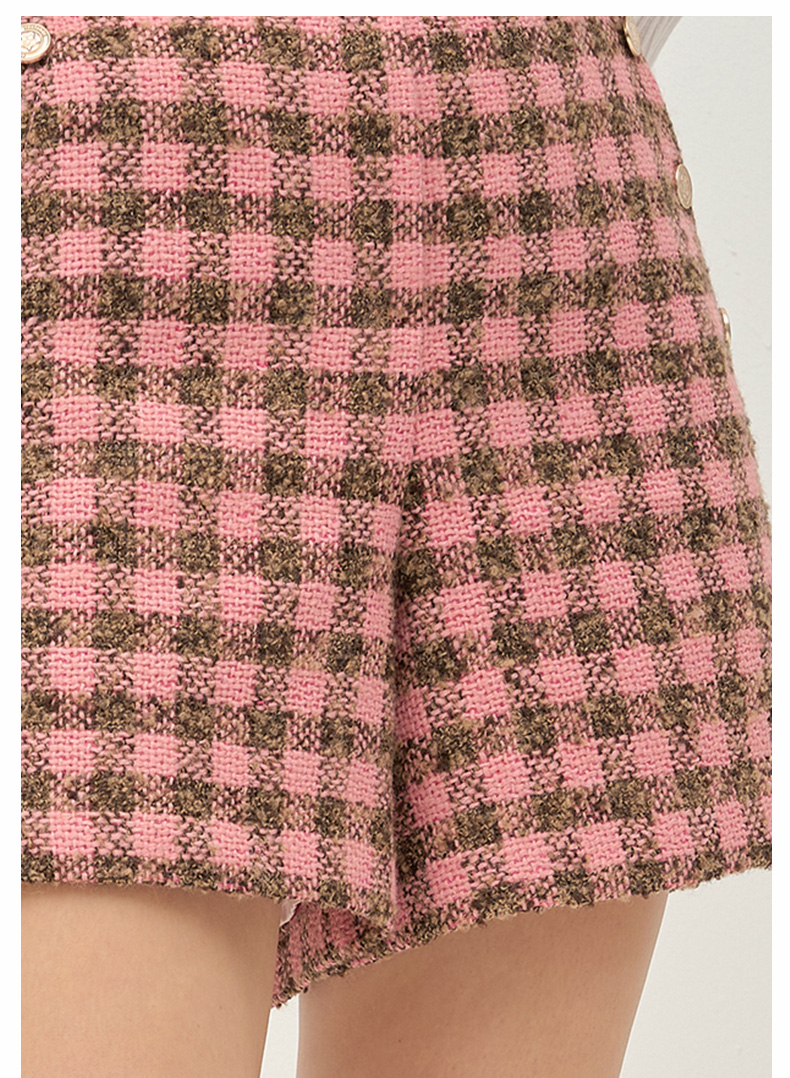 チェックパンツ ツイード調チェックショートパンツ