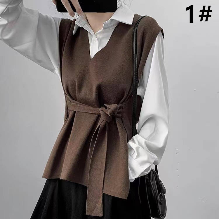 レディースベスト 秋冬新作ウエストリボンベスト上品レディース