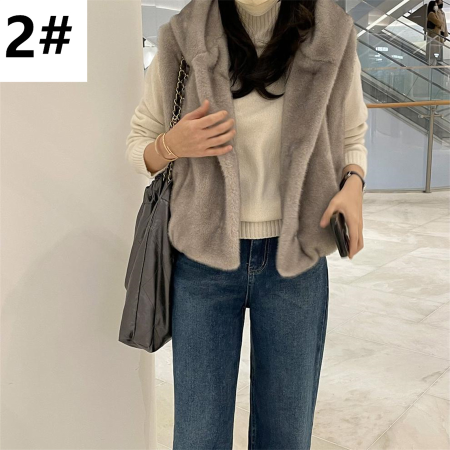 レディースベスト 秋冬新作 もふもふ人工毛皮ベスト 袖なし暖か羽織り