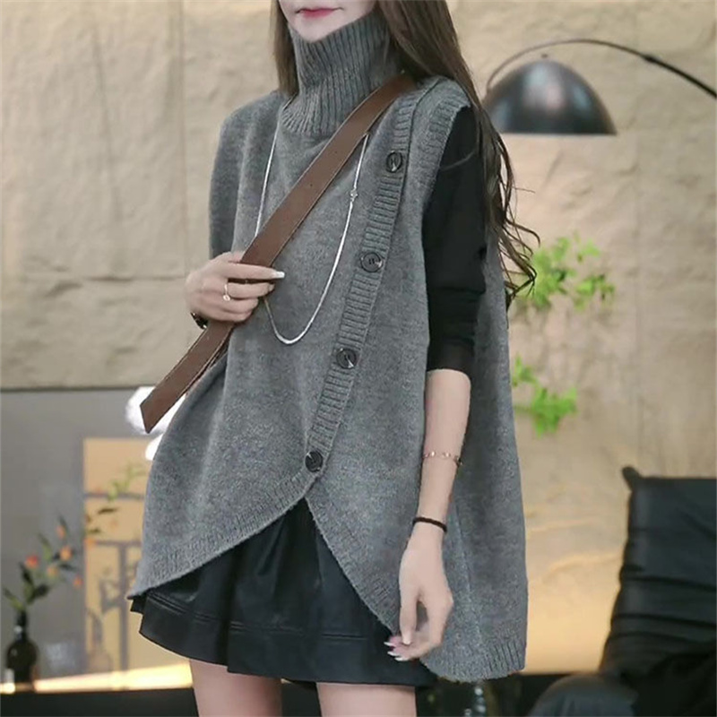 レディースベスト 秋冬新作 ニットベスト ボタン付き レディース 体型カバー おしゃれ