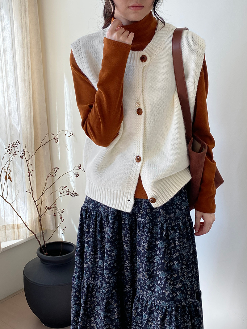 レディースベスト シンプルベーシックニットベスト
