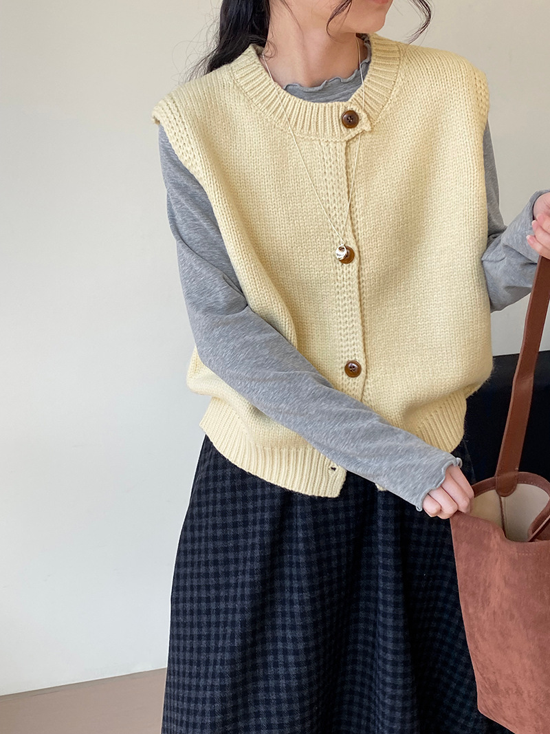 レディースベスト シンプルベーシックニットベスト