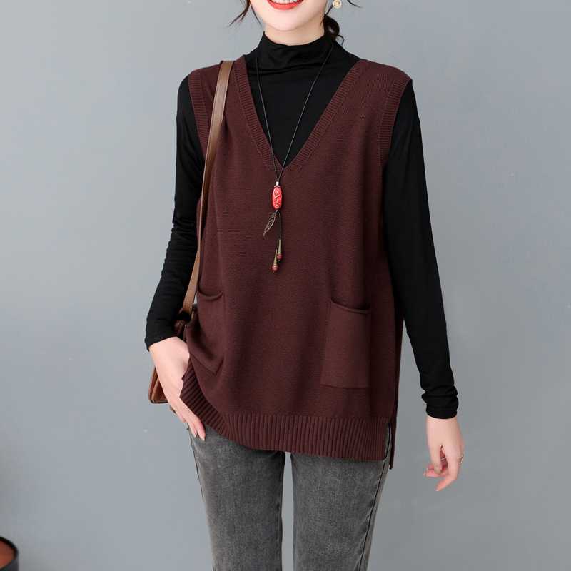 レディースベスト ゆったりシルエット レディースニットベスト