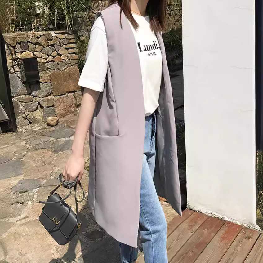 レディースベスト シンプル ロング丈ジレベスト