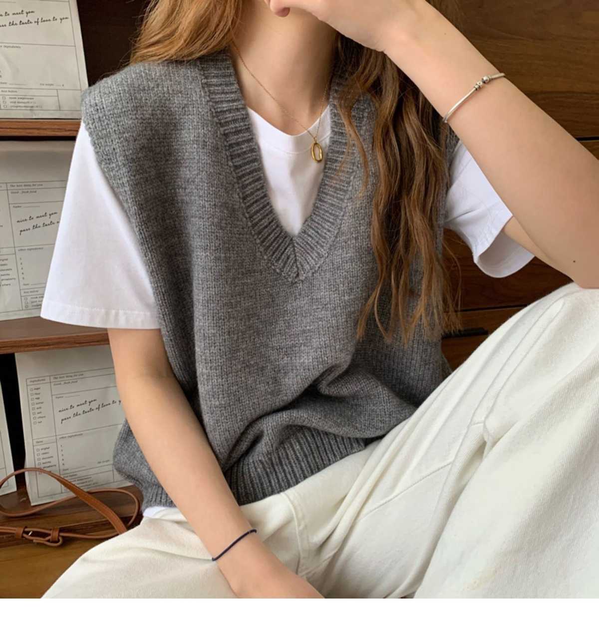 レディースベスト シンプル美シルエットニットベスト