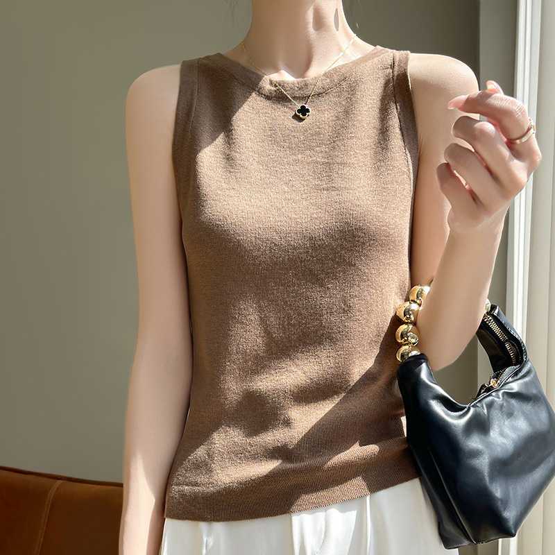 レディースベスト シンプル美シルエットニットベスト