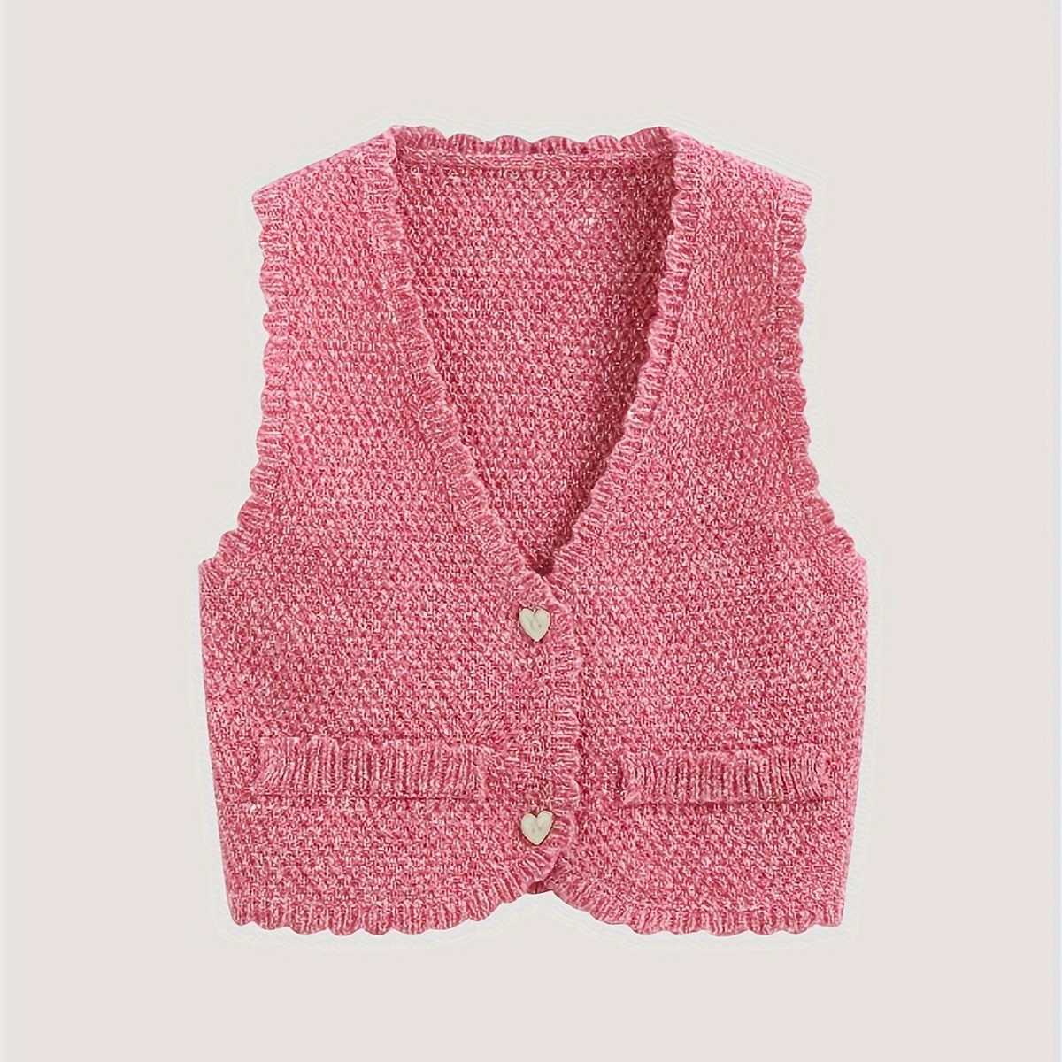 小粒模様ハート釦レディースベスト