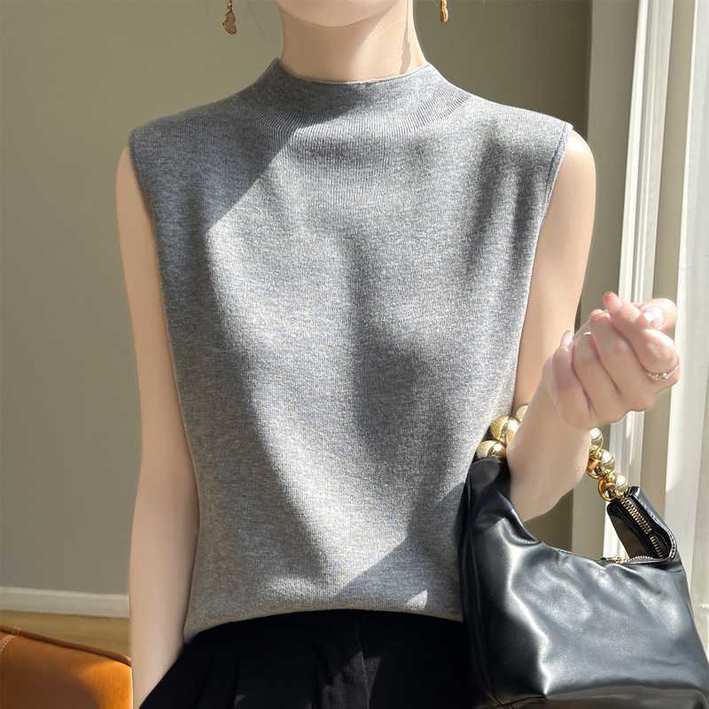 レディースベスト シンプルハイネックスタイリッシュベスト