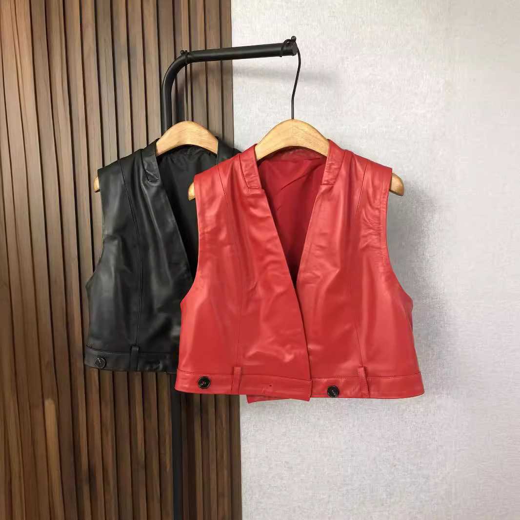 レディースベスト ソフトレザーショートベスト