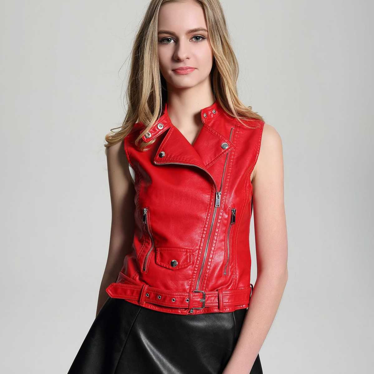 レディースベスト モードベーシックライダースベスト