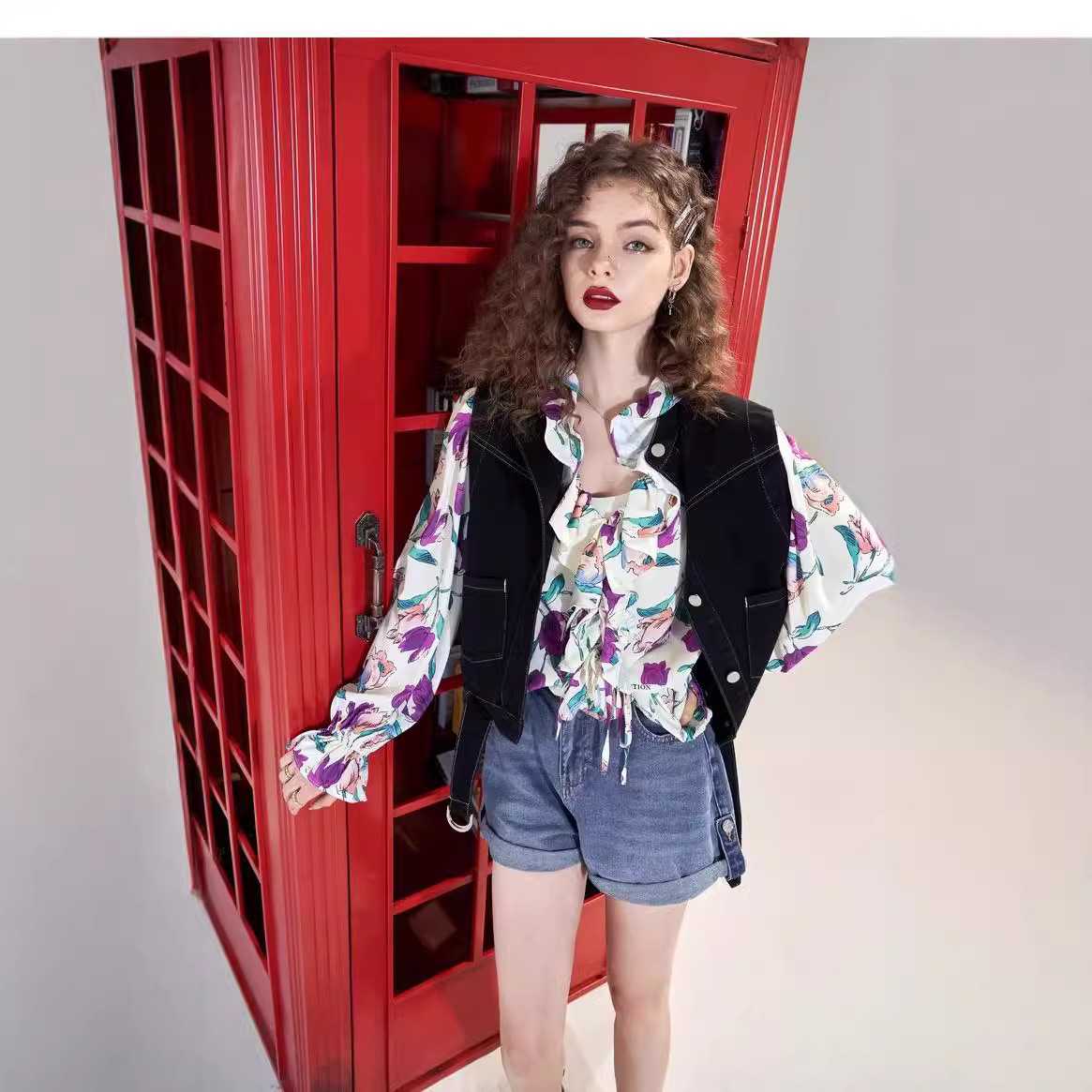 レディースベスト なめらかストレッチデニムベスト