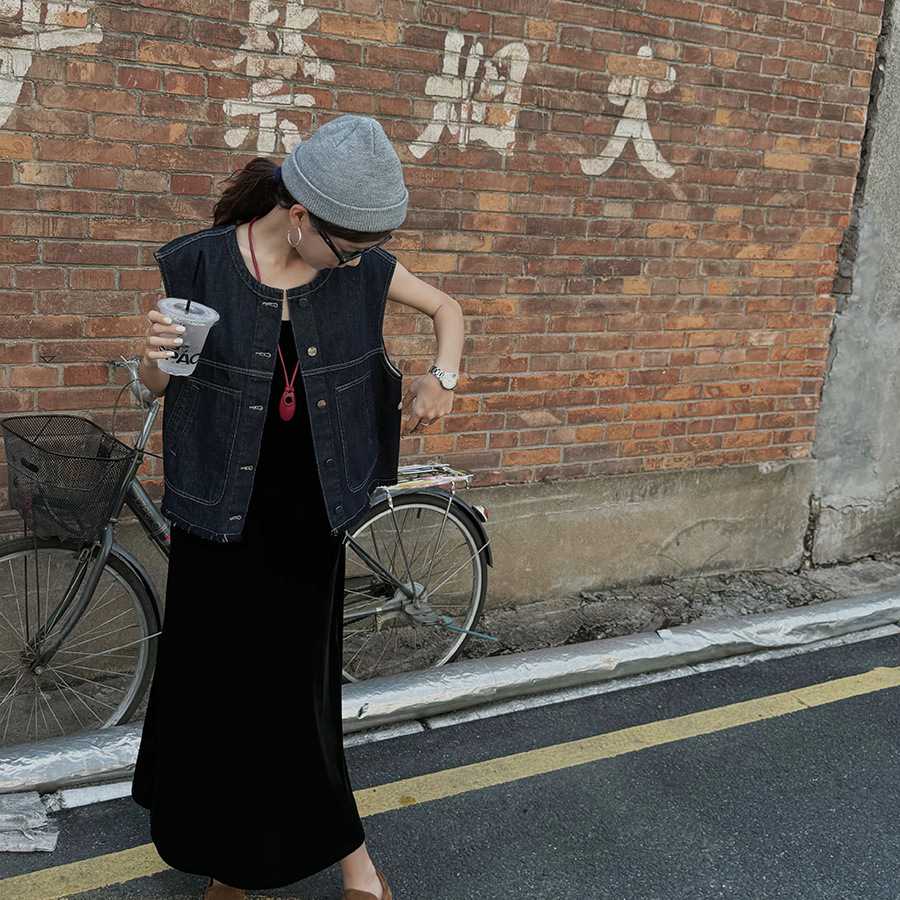 レディースベスト カジュアルリメイク風ベスト